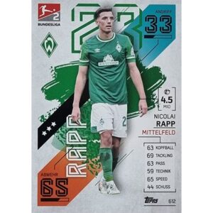 Topps Match Attax Extra 2021/22 Bundesliga Nr - 612 Nicolai Rapp