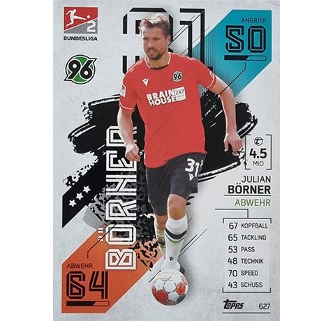 Topps Match Attax Extra 2021/22 Bundesliga Nr - 627 Julian Börner