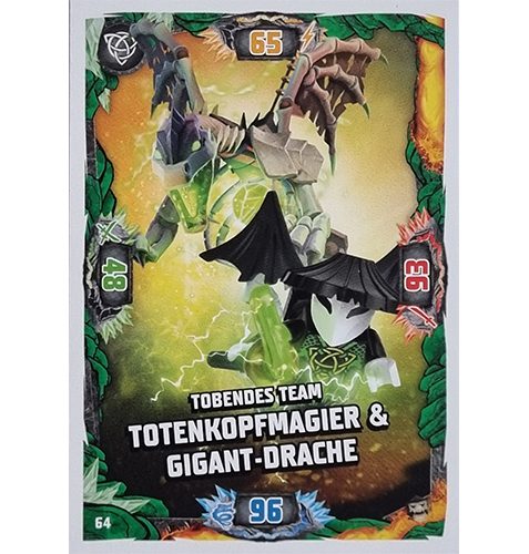 Lego Ninjago Serie 6 NEXT LEVEL Trading Cards Nr 064 Tobendes Team Totenkopfmagier und Gigant-Drache