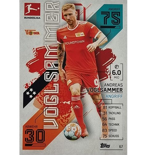 Topps Match Attax Bundesliga 2021/22 Nr 067 Andreas Voglsammer