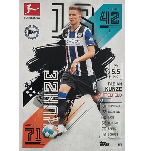 Topps Match Attax Bundesliga 2021/22 Nr 083 Fabian Kunze