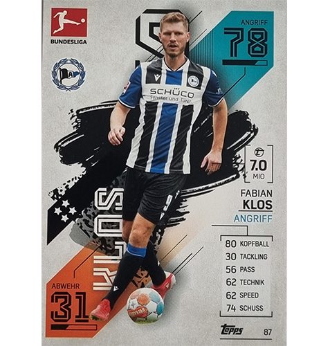 Topps Match Attax Bundesliga 2021/22 Nr 087 Fabian Klos