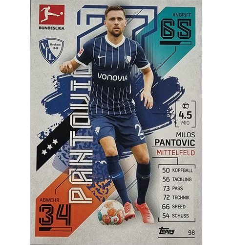 Topps Match Attax Bundesliga 2021/22 Nr 098 Milos Pantovic