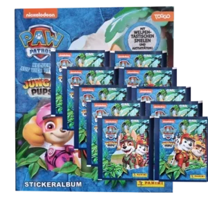 Panini Paw Patrol Serie 10 Jungle Pups Sticker (2024) – 1x Sammelalbum + 10x Stickertüten (Deutsche Version)