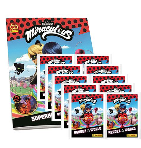 Panini Miraculous Ladybug Heroez in the World Sticker Album + 10x Tüten