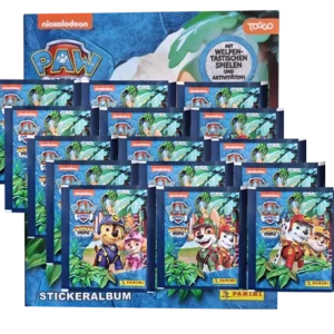 Panini Paw Patrol Serie 10 Jungle Pups Sticker (2024) – 1x Sammelalbum + 15x Stickertüten (Deutsche Version)