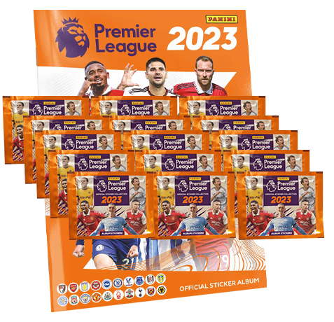 Panini Premier League 2023 Sticker - 1x Stickeralbum + 15x Stickertüten