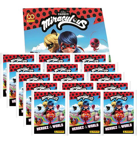 Panini Miraculous Ladybug Heroez in the World Sticker Album + 15x Tüten