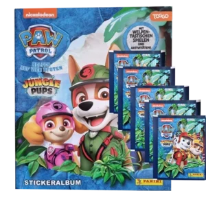 Panini Paw Patrol Serie 10 Jungle Pups Sticker (2024) – 1x Sammelalbum + 5x Stickertüten (Deutsche Version)