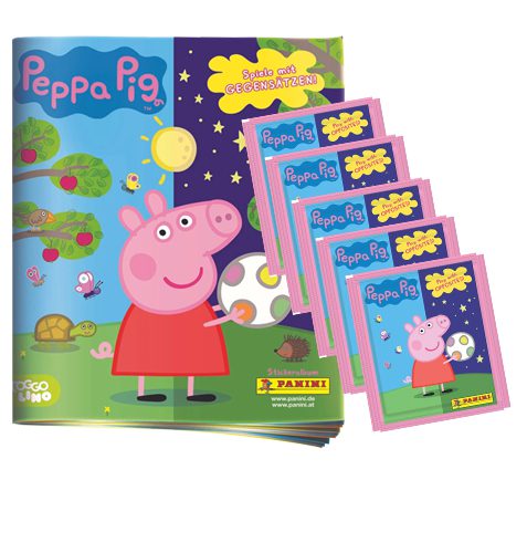 Panini Peppa Pig Spiele mit Gegensätzen Sticker - 1x Album + 5x Tüten