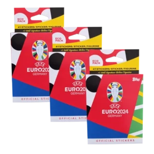 Topps UEFA EURO 2024 Sticker Kollektion (SWISS VERSION) Rote Sticker Variante – 3x Eco Pack