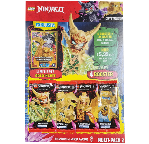 LEGO Ninjago TCG Serie 8 CRYSTALIZED - 1x Multipack 2 LE28 GOLDDRACHEN-COLE vs. TOTENKOPFMAGIER