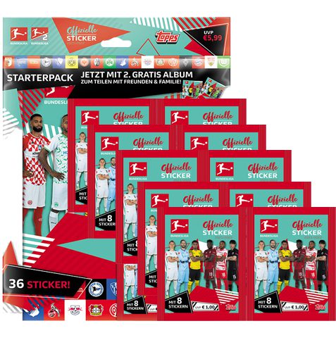 Topps Bundesliga Sticker Saison 2021/2022 Starterpack + 10x Tüten