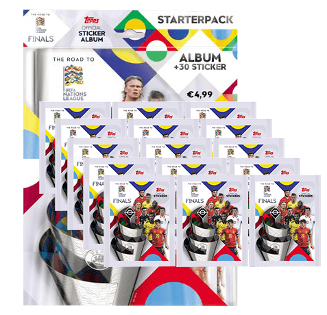 Topps UEFA Nations League 2022/23 Sticker - Starterpack + 15x Stickertüten
