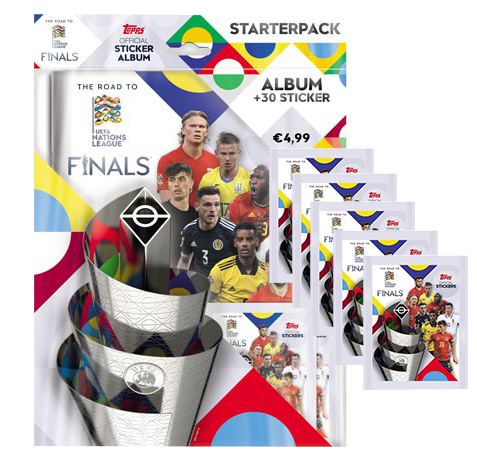 Topps UEFA Nations League 2022/23 Sticker - Starterpack + 5 Stickertüten