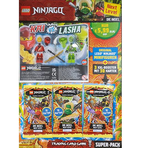 Lego Ninjago Serie 6 NEXT LEVEL Trading Cards 1x SUPERPACK Kai vs. Lasha