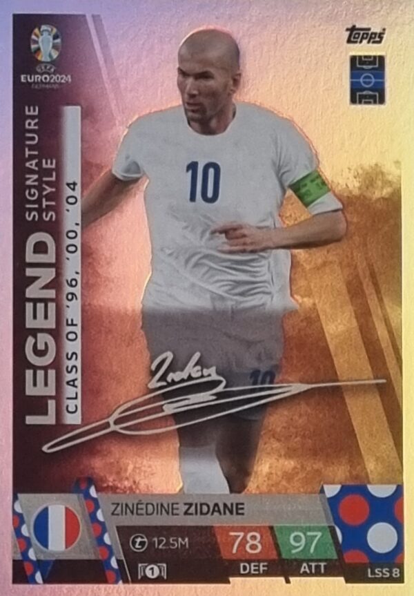 Topps UEFA EURO 2024 Match Attax Trading Cards – 1x LSS 8 ZINEDINE ZIDANE LEGEND