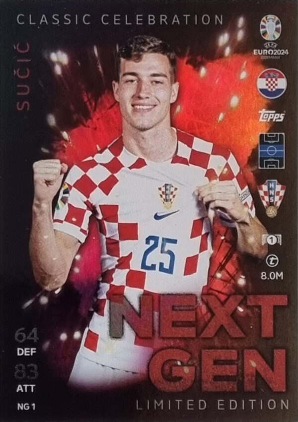 Topps UEFA EURO 2024 Match Attax Trading Cards – 1x NG 1 SUCIC LIMITED EDITION CARD