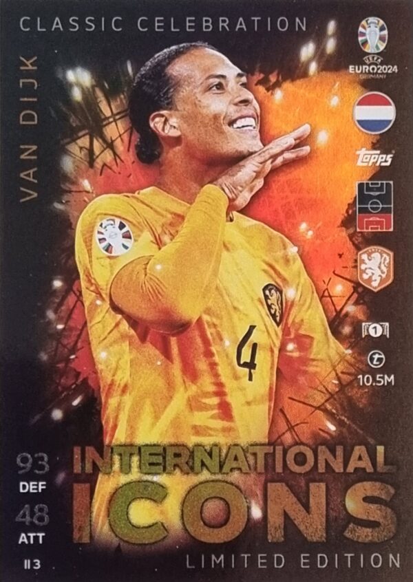 Topps UEFA EURO 2024 Match Attax Trading Cards – 1x II 3 VAN DIJK LIMITED EDITION CARD