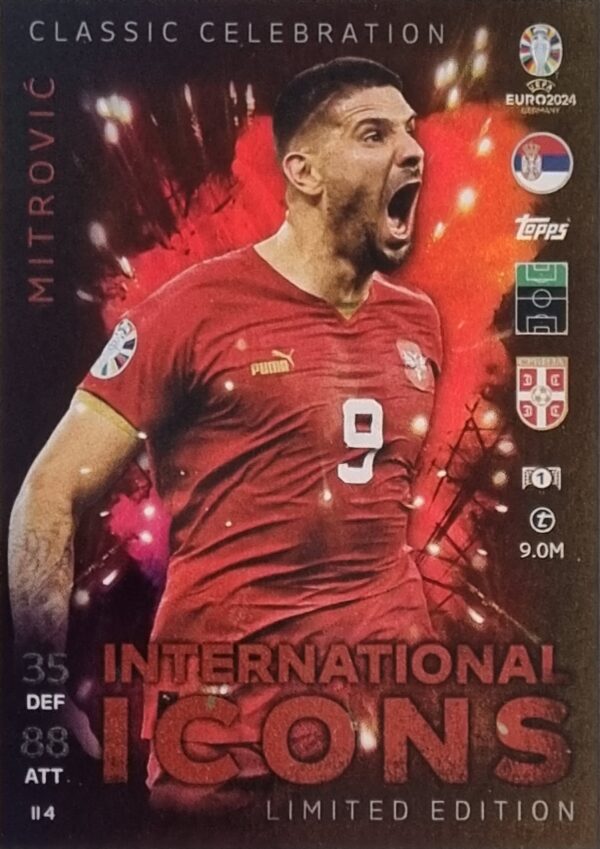 Topps UEFA EURO 2024 Match Attax Trading Cards – 1x II 4 MITROVIC LIMITED EDITION CARD