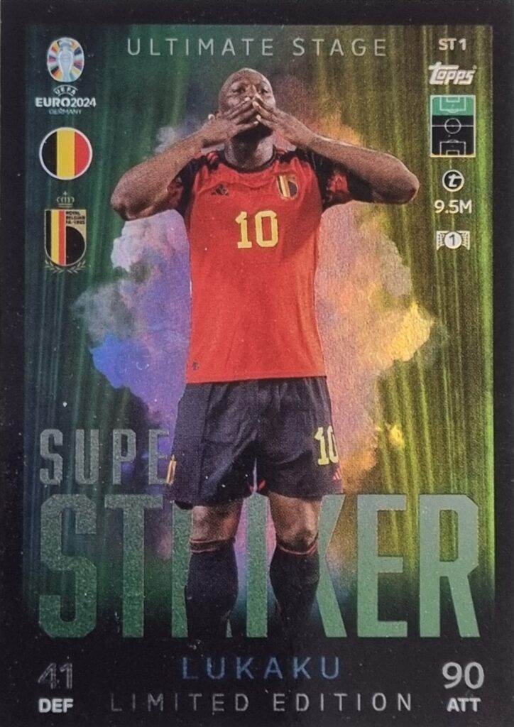 Carte Topps Match Attax Lukaku #BE1 Black Edge EURO 2024 Belgique