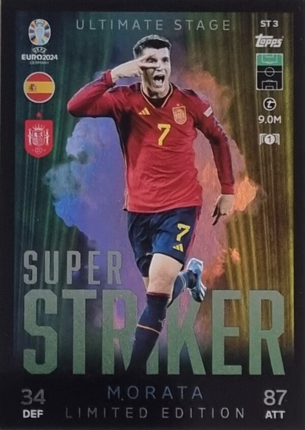 Topps UEFA EURO 2024 Match Attax Trading Cards – 1x ST 3 MORATA LIMITED EDITION CARD