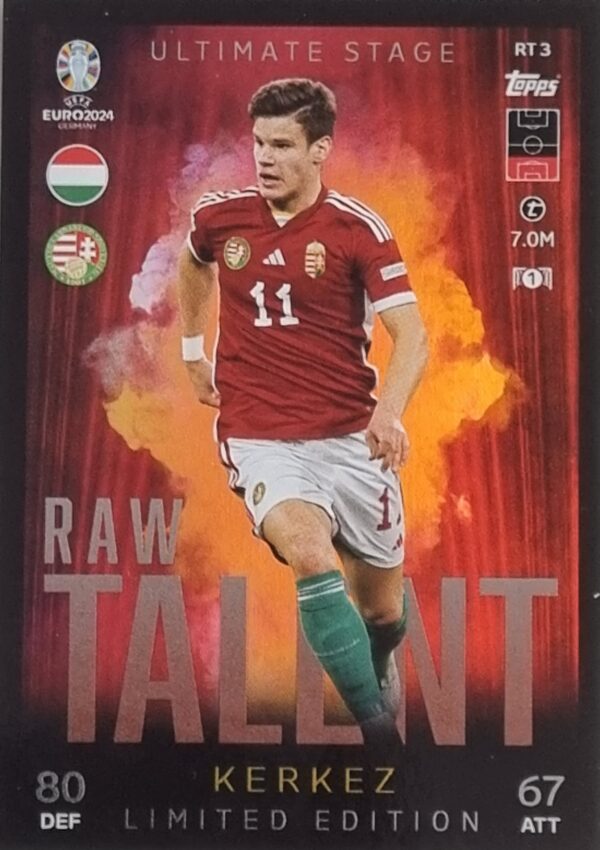 Topps UEFA EURO 2024 Match Attax Trading Cards – 1x RT 3 KERKEZ LIMITED EDITION CARD