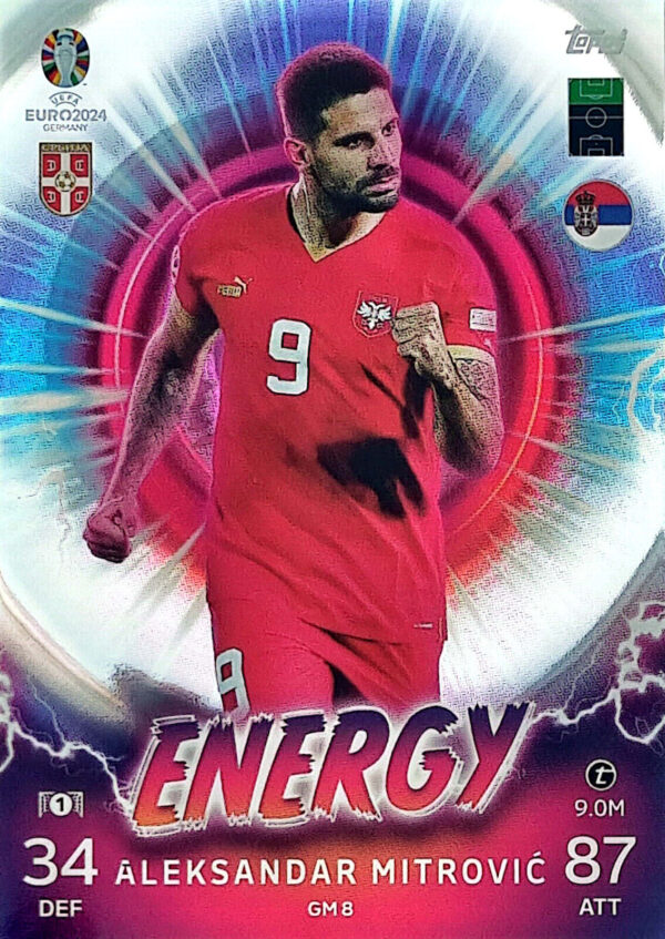 Topps UEFA EURO 2024 Match Attax Trading Cards – 1x GM 8 ALEKSANDAR MITROVIC ENERGY CARD