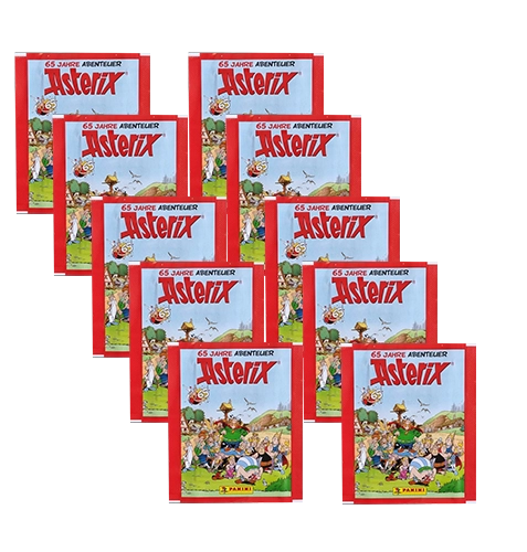 Panini Asterix 65 Jahre Abenteuer Sticker / 10x Stickertüten