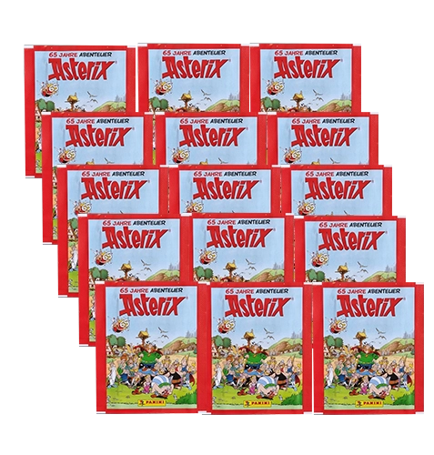 Panini Asterix 65 Jahre Abenteuer Sticker / 15x Stickertüten