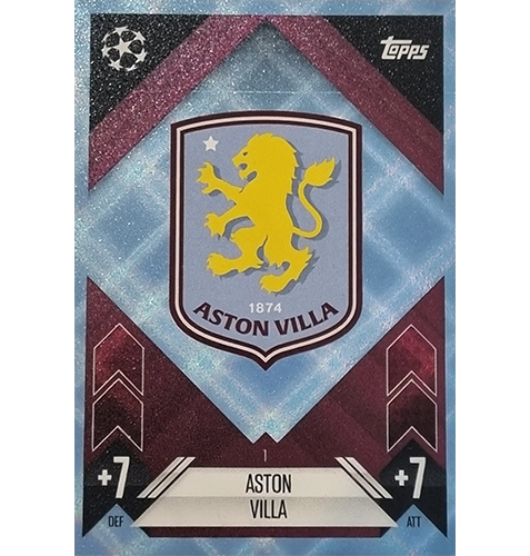 Topps Champions League Match Attax 2024/2025 / 001 Aston Villa Logo / Blau Parallel