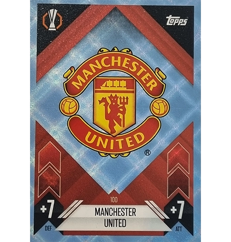 Topps Champions League Match Attax 2024/2025 / 100 Manchester United Logo / Blau Parallel