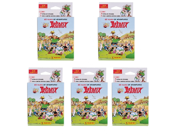 Panini Asterix 65 Jahre Abenteuer Sticker / 5x Eco Blister Pack