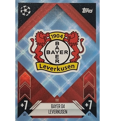 Topps Champions League Match Attax 2024/2025 / 190 Bayer Leverkusen Logo / Blau Parallel
