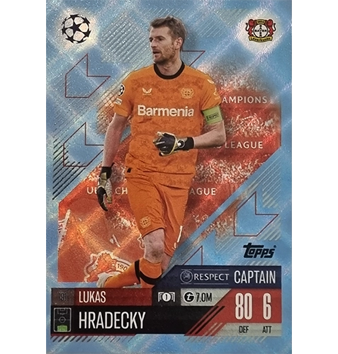 Topps Champions League Match Attax 2024/2025 / 191 Lukas Hradecky / Blau Parallel