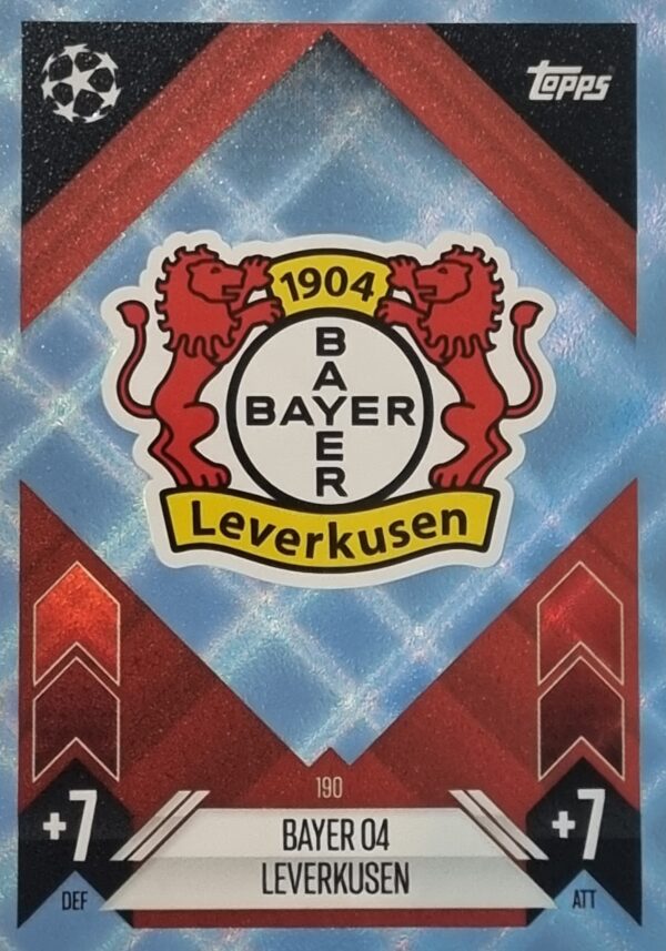 Topps Champions League Match Attax 2024/2025 / 190 Bayer Leverkusen Logo / Blau Parallel