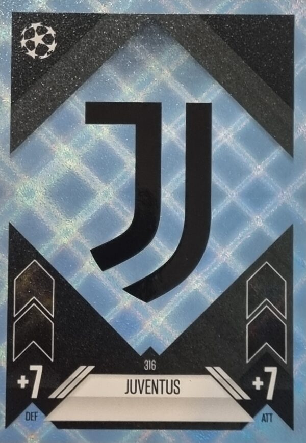 Topps Champions League Match Attax 2024/2025 / 316 Juventus Turin Logo / Blau Parallel