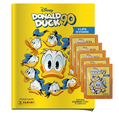 Panini 90 Jahre Donald Duck Sticker / 1x Stickeralbum inkl 5 Stickertüten