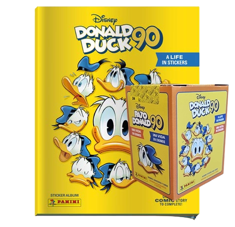 Panini 90 Jahre Donald Duck Sticker / 1x Stickeralbum inkl 1x Display je 36 Stickertüten