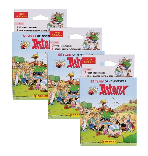 Panini Asterix 65 Jahre Abenteuer Sticker / 3x Eco Blister Pack