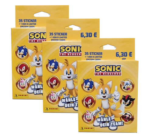 Panini Sonic the Hedgehog Sticker 2024 / 3x Eco Blister Pack