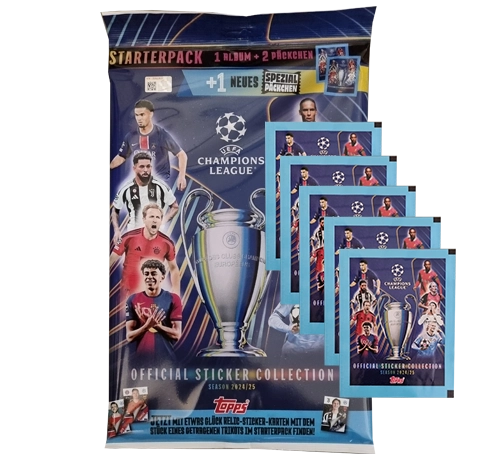 Topps Champions League Sticker 2024/25 / 1x Starterpack inkl 5x Stickertüten