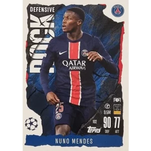 Topps Champions League EXTRA Match Attax 2024-2025 / 102 NUNO MENDES / DEFENSIVE ROCK