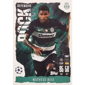 Topps Champions League EXTRA Match Attax 2024-2025 / 105 MATHEUS REIS / DEFENSIVE ROCK