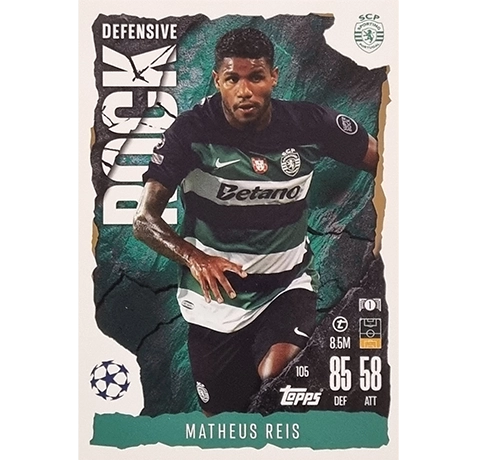Topps Champions League EXTRA Match Attax 2024-2025 / 105 MATHEUS REIS / DEFENSIVE ROCK