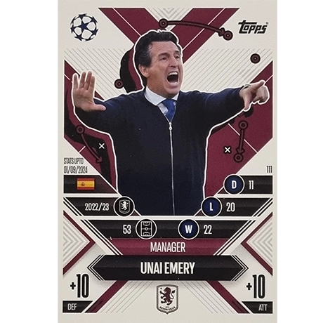 Topps Champions League EXTRA Match Attax 2024-2025 / 111 UNAI EMERY / MANAGER