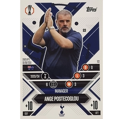 Topps Champions League EXTRA Match Attax 2024-2025 / 112 ANGE POSTECOGLOU / MANAGER