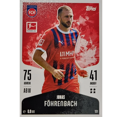 Topps Bundesliga Match Attax 2024/25 / Nr. 131 JONAS FÖHRENBACH