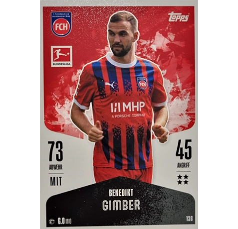 Topps Bundesliga Match Attax 2024/25 / Nr. 136 BENEDIKT GIMBER