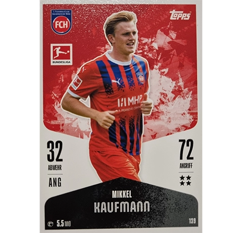 Topps Bundesliga Match Attax 2024/25 / Nr. 139 MIKKEL KAUFMANN